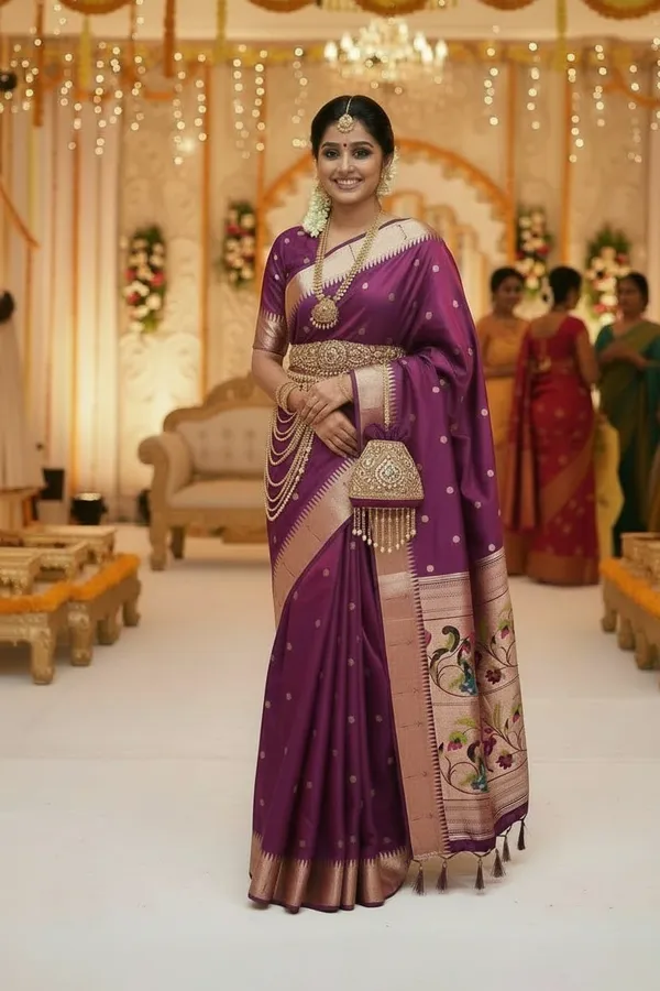 Magenta_Pure_Banarasi_Soft_Silk_Maharashtra_Special_Paithani_Saree_With_Blouse