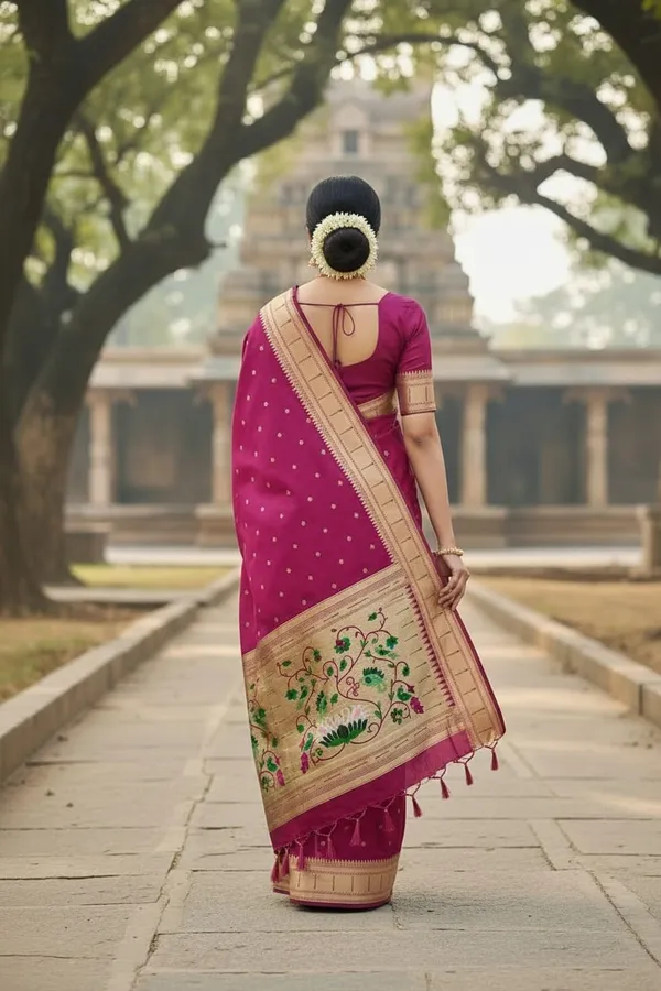 Rani_Pink_Pure_Banarasi_Soft_Silk_Maharashtra_Special_Paithani_Saree_With_Blouse