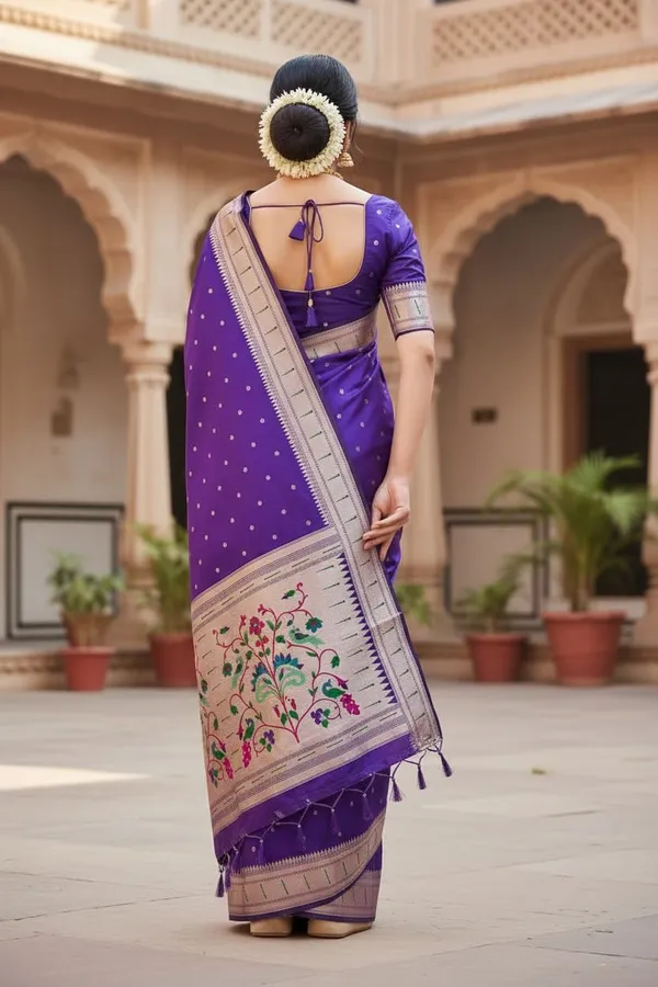 Purple_Pure_Banarasi_Soft_Silk_Maharashtra_Special_Paithani_Saree_With_Blouse