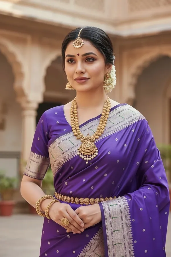 Purple_Pure_Banarasi_Soft_Silk_Maharashtra_Special_Paithani_Saree_With_Blouse