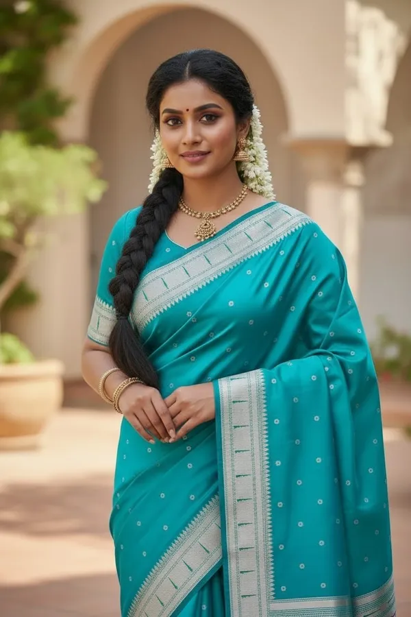 Aqua_Blue_Pure_Banarasi_Soft_Silk_Maharashtra_Special_Paithani_Saree_With_Blouse