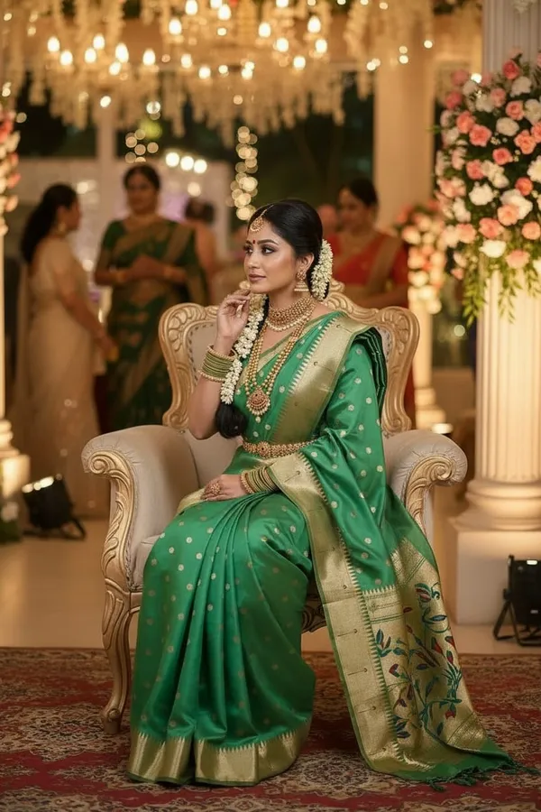 Green_Pure_Banarasi_Soft_Silk_Maharashtra_Special_Paithani_Saree_With_Blouse