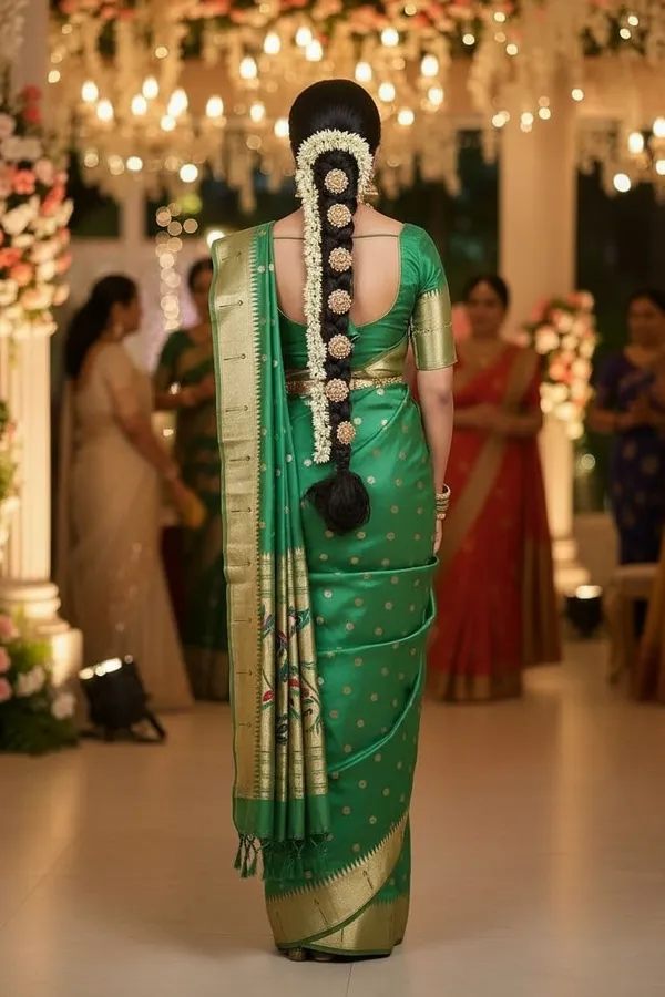 Green_Pure_Banarasi_Soft_Silk_Maharashtra_Special_Paithani_Saree_With_Blouse