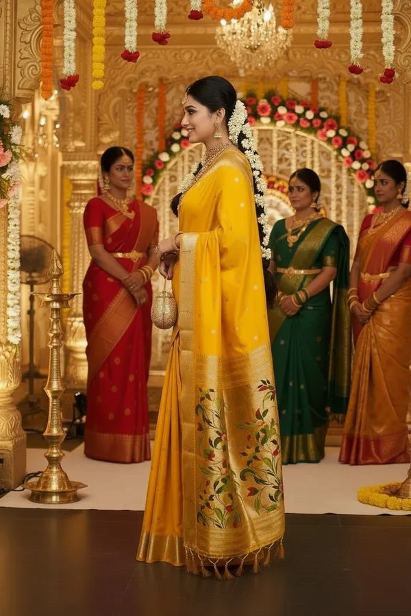 Yellow_Pure_Banarasi_Soft_Silk_Maharashtra_Special_Paithani_Saree_With_Blouse