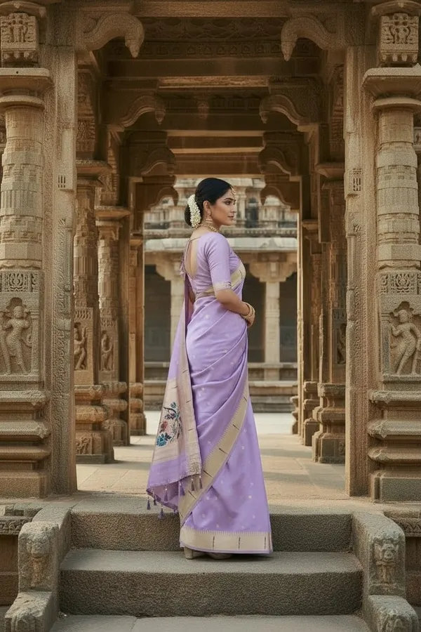 Light_Lavender_Pure_Banarasi_Soft_Silk_Maharashtra_Special_Paithani_Saree_With_Blouse