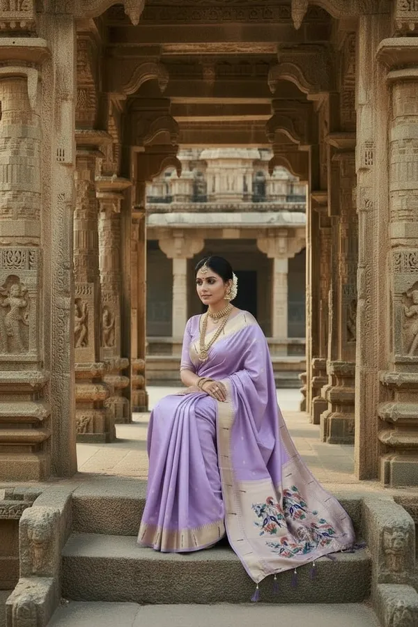 Light_Lavender_Pure_Banarasi_Soft_Silk_Maharashtra_Special_Paithani_Saree_With_Blouse