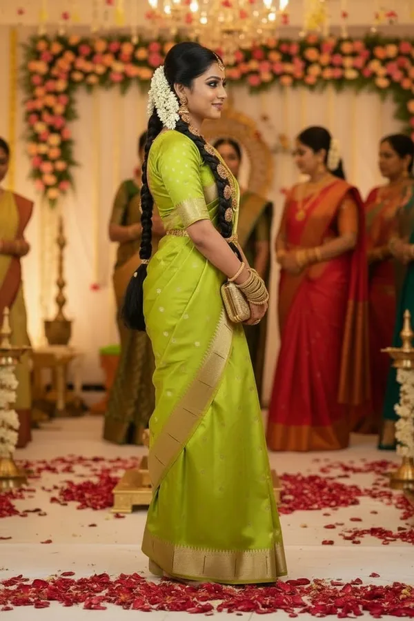 Parrot_Green_Pure_Banarasi_Soft_Silk_Maharashtra_Special_Paithani_Saree_With_Blouse