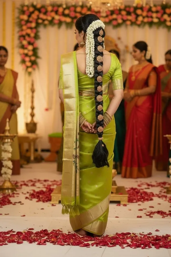 Parrot_Green_Pure_Banarasi_Soft_Silk_Maharashtra_Special_Paithani_Saree_With_Blouse
