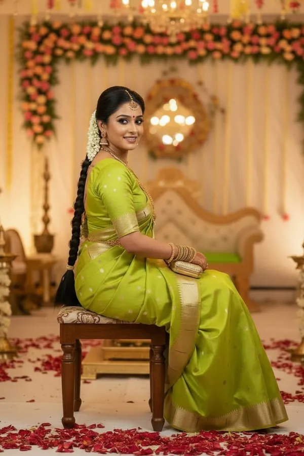 Parrot_Green_Pure_Banarasi_Soft_Silk_Maharashtra_Special_Paithani_Saree_With_Blouse