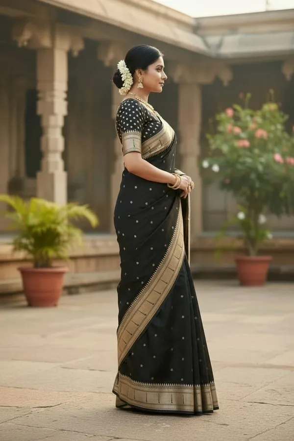 Rani_Pink_And_Black_Pure_Banarasi_Soft_Silk_Maharashtra_Special_Paithani_Saree_With_Blouse_Combo_Set_Pack_Of_2
