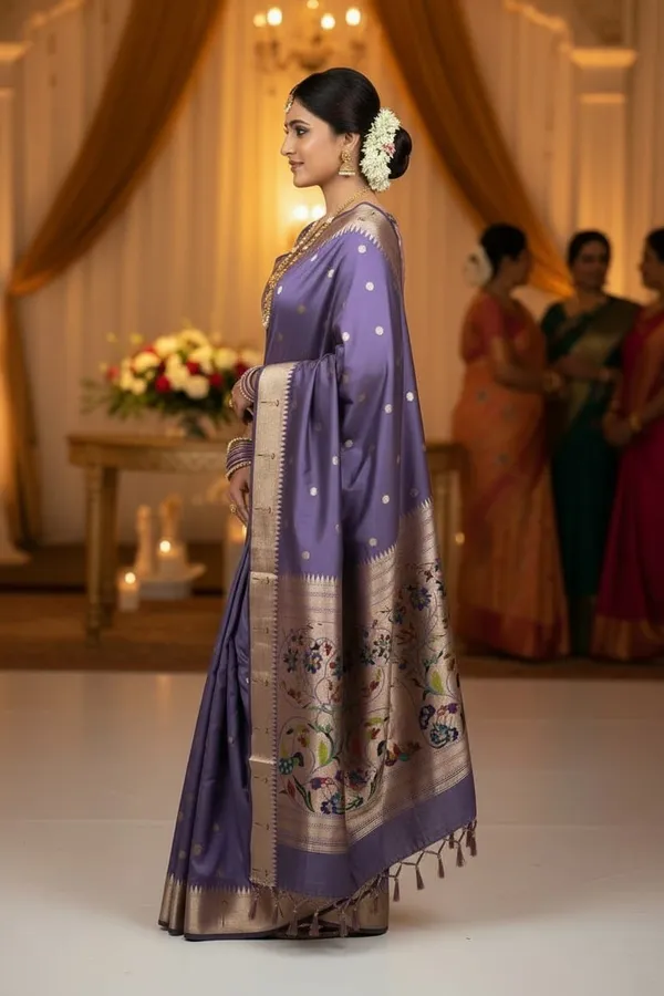 Lavender_Pure_Banarasi_Soft_Silk_Maharashtra_Special_Paithani_Saree_With_Blouse