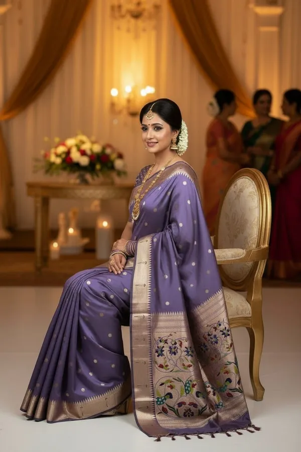 Lavender_Pure_Banarasi_Soft_Silk_Maharashtra_Special_Paithani_Saree_With_Blouse