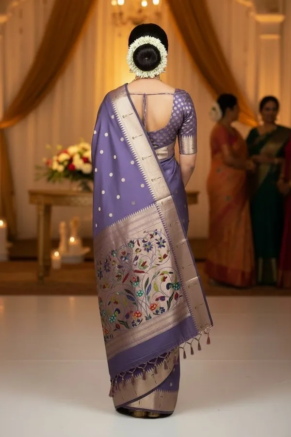 Lavender_Pure_Banarasi_Soft_Silk_Maharashtra_Special_Paithani_Saree_With_Blouse