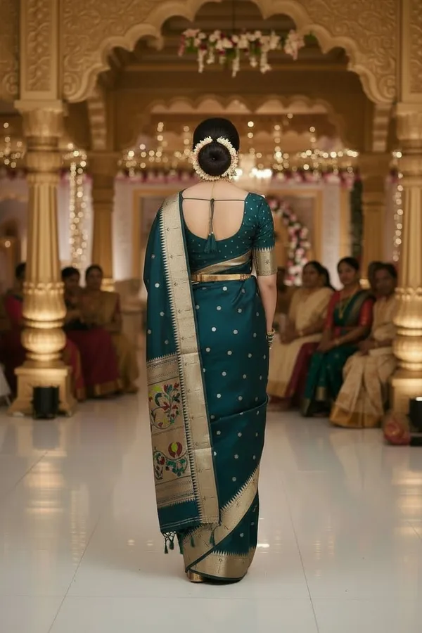 Parrot_Green_Pure_Banarasi_Soft_Silk_Maharashtra_Special_Paithani_Saree_With_Blouse