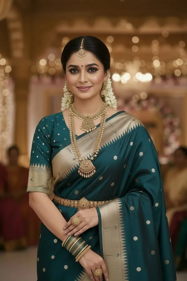 Parrot_Green_Pure_Banarasi_Soft_Silk_Maharashtra_Special_Paithani_Saree_With_Blouse