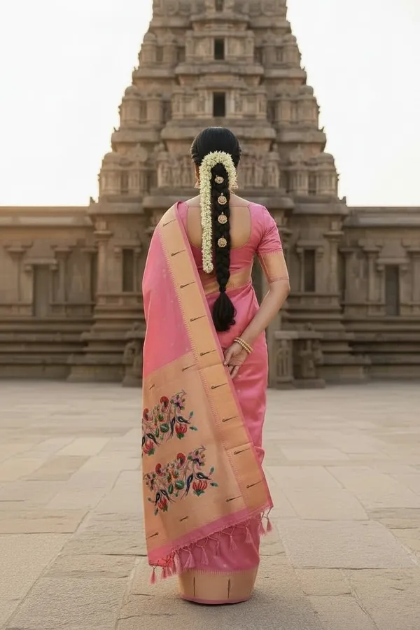 Pink_Pure_Banarasi_Soft_Silk_Maharashtra_Special_Paithani_Saree_With_Blouse