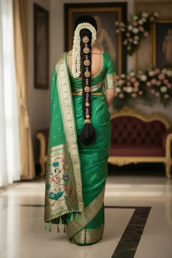 Green_Pure_Banarasi_Soft_Silk_Maharashtra_Special_Paithani_Saree_With_Blouse