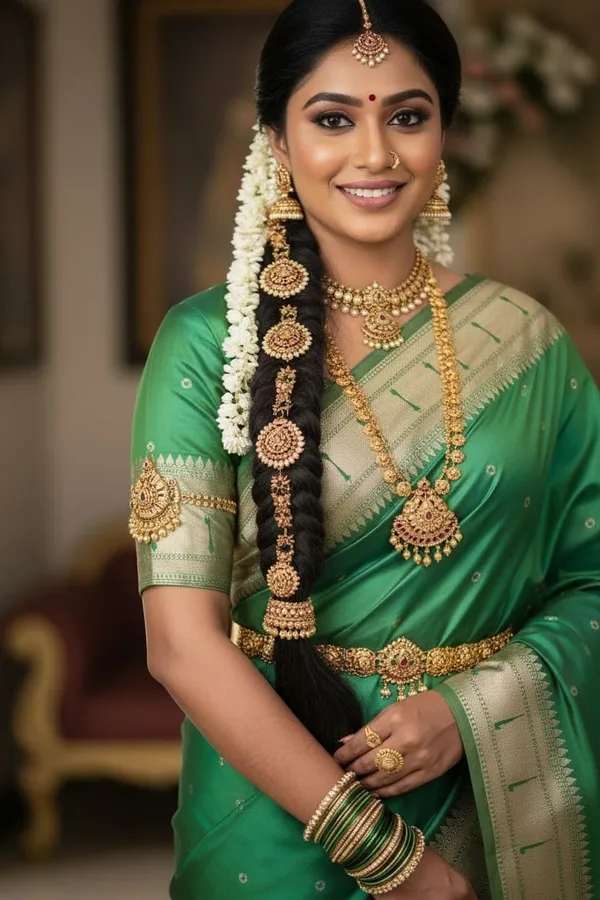 Green_Pure_Banarasi_Soft_Silk_Maharashtra_Special_Paithani_Saree_With_Blouse