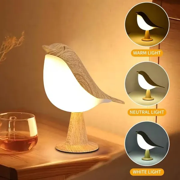 Wood_Grain_Design_Bird_Shaped_Off_White_Plastic_Premium_Table_Lamp_For_Home_And_Accessories