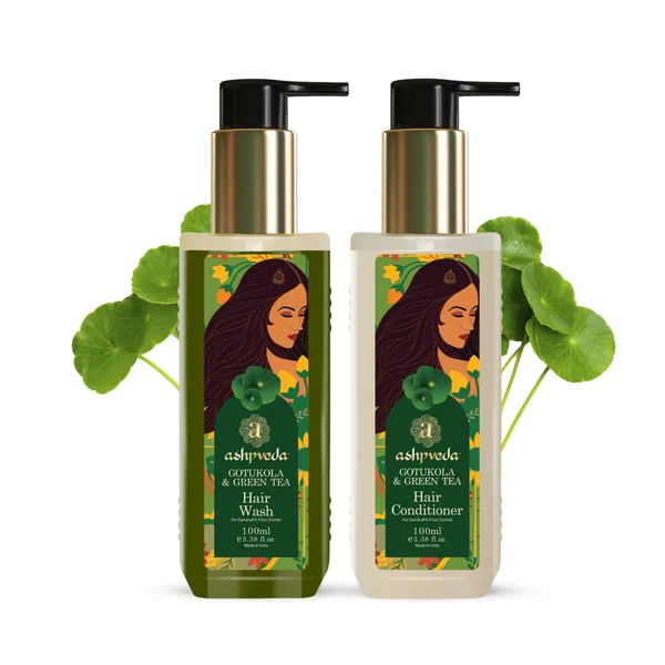Ashpveda_Gotukola_&_Green_Tea_Hair_Care_Combo_100Ml_Each