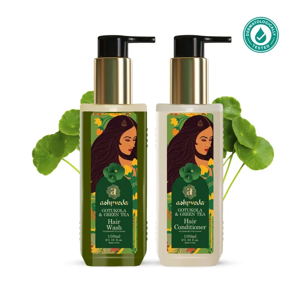 Ashpveda_Gotukola_&_Green_Tea_Hair_Care_Combo_100Ml_Each