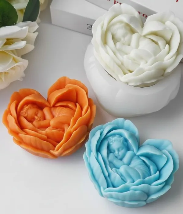 Pack_Of_3_Multicolor_Premium_Wax_Sleeping_Baby_In_Heart_Candle_For_Home_Decor