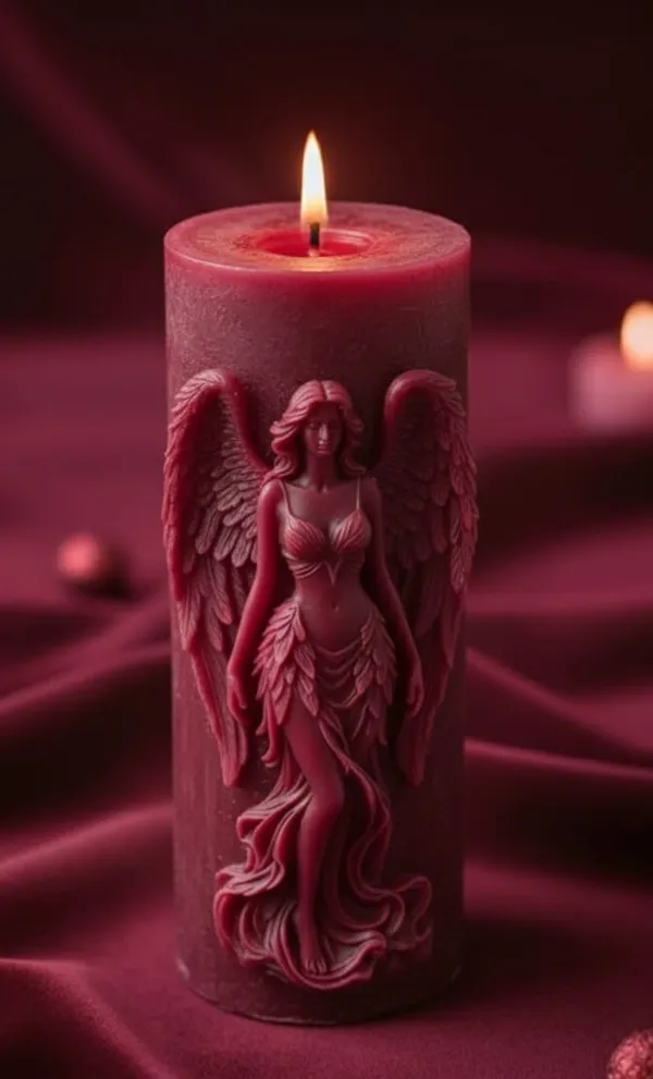 Dark_Red_Premium_Wax_Pillar_Angel_Candle_For_Home_Decor
