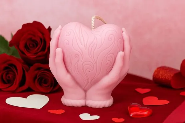 Pink_Premium_Wax_Heart_In_Hand_Candle_For_Home_Decor
