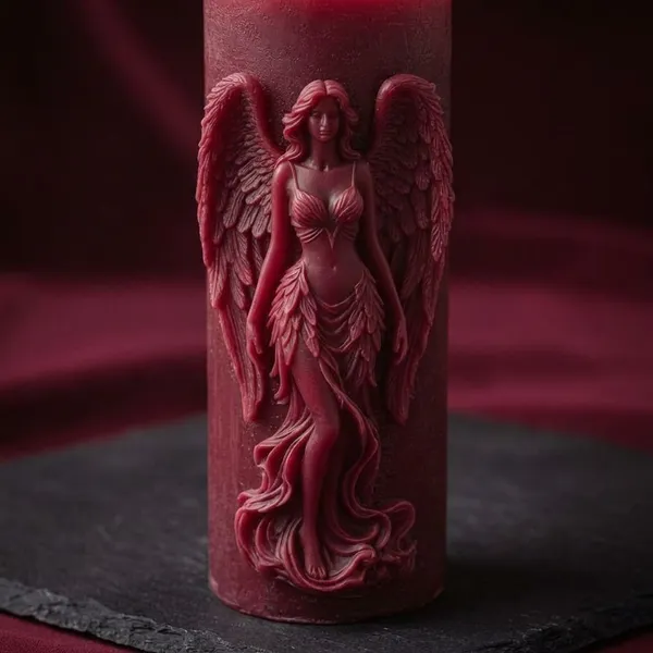 Dark_Red_Premium_Wax_Pillar_Angel_Candle_For_Home_Decor