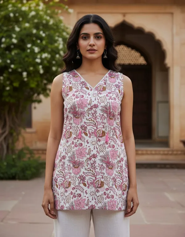 White_Cotton_Short_Kurti_For_Women