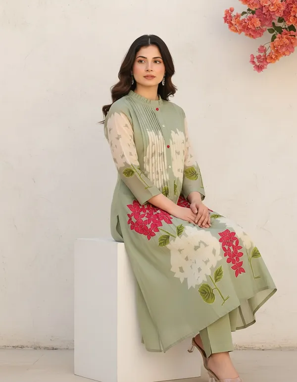 Pastel_Green_Floral_Mul_Cotton_Kurta_Set_For_Women
