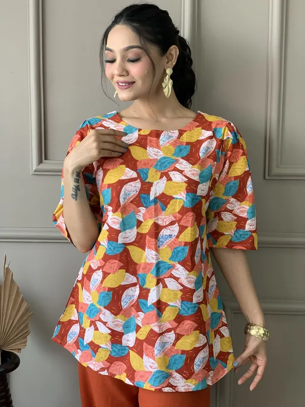 Orange_Cotton_Co-Ord_Set_For_Women