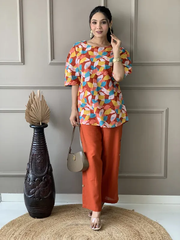 Orange_Cotton_Co-Ord_Set_For_Women