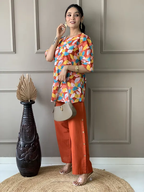 Orange_Cotton_Co-Ord_Set_For_Women