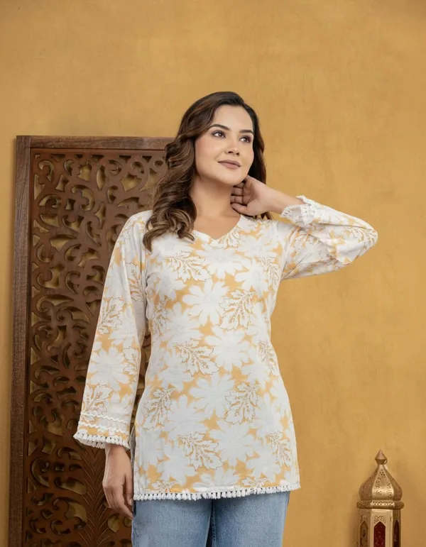 Cream_White_Cotton_Short_Kurti_For_Women