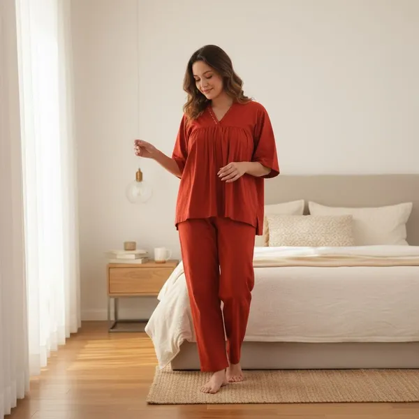 Rust_Red_Cotton_Co-Ord_Set_For_Women