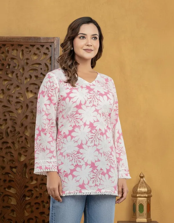 Light_Pink_Cotton_Short_Kurti_For_Women