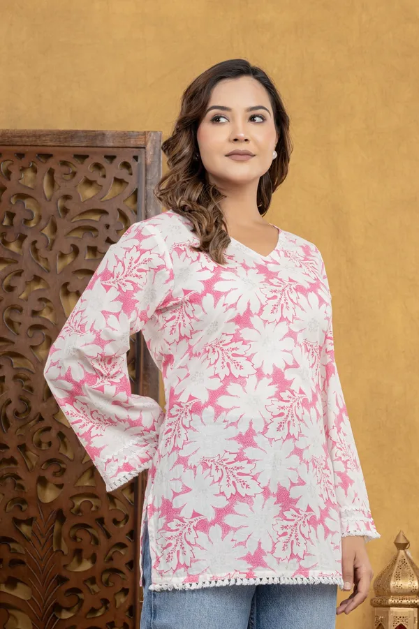 Light_Pink_Cotton_Short_Kurti_For_Women