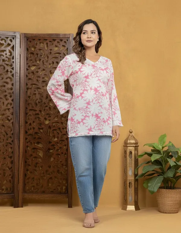 Light_Pink_Cotton_Short_Kurti_For_Women
