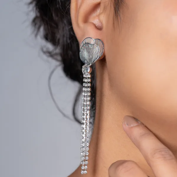 Silver_Crystal_Fringe_Chic_Anti_Tarnish_Earring_For_Women_And_Girls