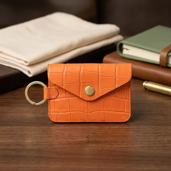 Orange_Genuine_Leather_Pouch_with_Key_ring_for_Unisex