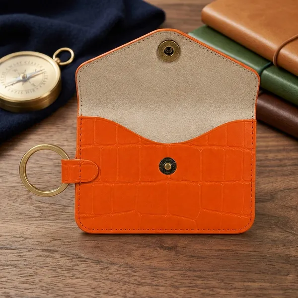 Orange_Genuine_Leather_Pouch_with_Key_ring_for_Unisex