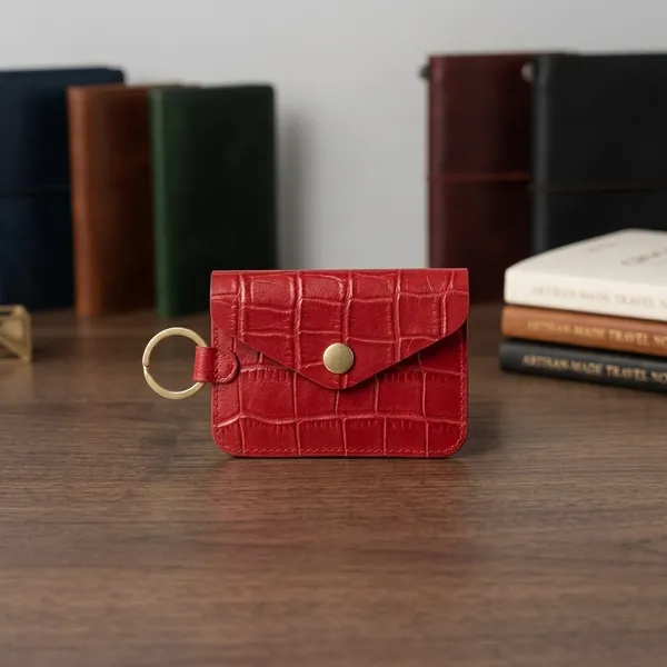 Red_Genuine_Leather_Pouch_with_Key_ring_for_Unisex