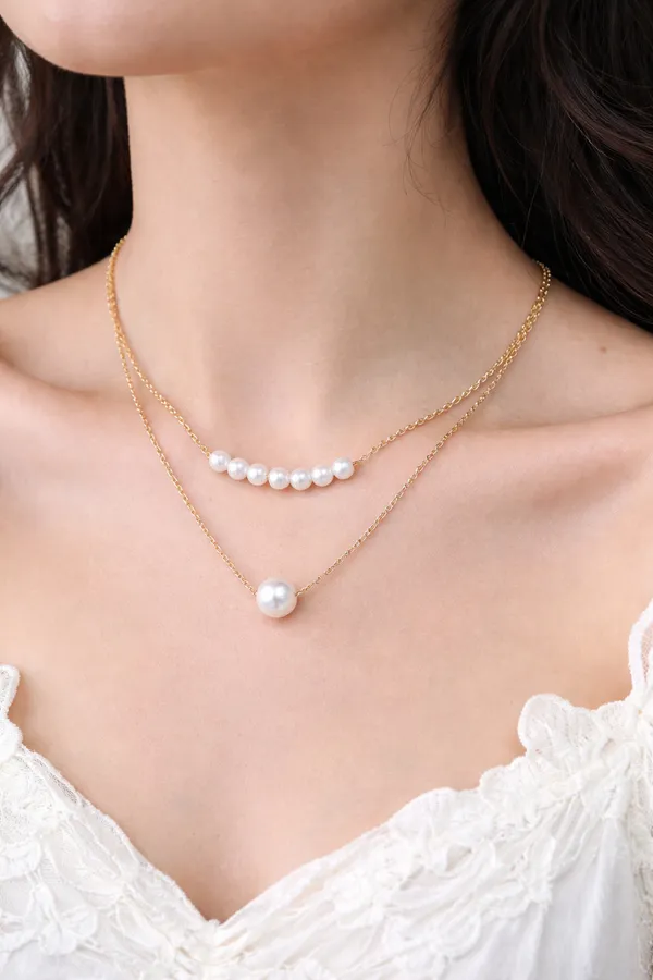 White_Elegant_Double_Layer_Pearl_Gold_Necklace_for_Women