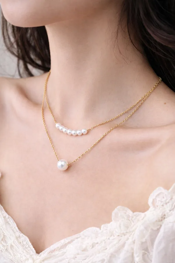 White_Elegant_Double_Layer_Pearl_Gold_Necklace_for_Women