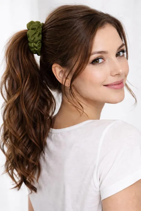 Organza_Scrunchies_For_Women_Gift_Hamper_For_Women_Olive_Green