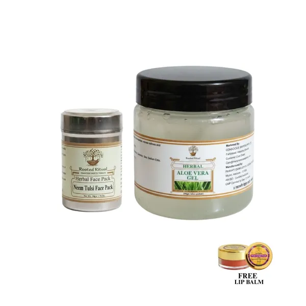 Neem_Tulsi_Face_Pack_And_Aloevera_Gel_Lip_Balm_For_Women_(Pack_Of_3)