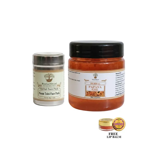 Neem_Tulsi_Face_Pack_And_Papaya_Gel_And_Lip_Balm_(Pack_Of_3)