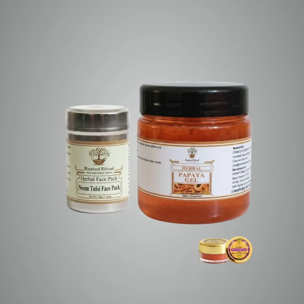 Neem_Tulsi_Face_Pack_And_Papaya_Gel_And_Lip_Balm_(Pack_Of_3)