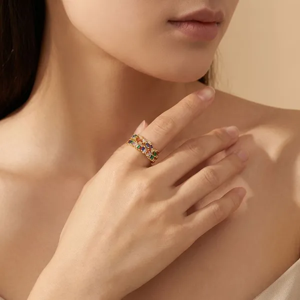 Multicolor_Premium_Brass_Base_Metal_&_Glass_Stones_Ring_Set_For_Women